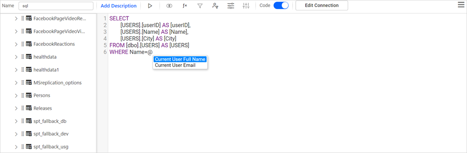 Parameters list
