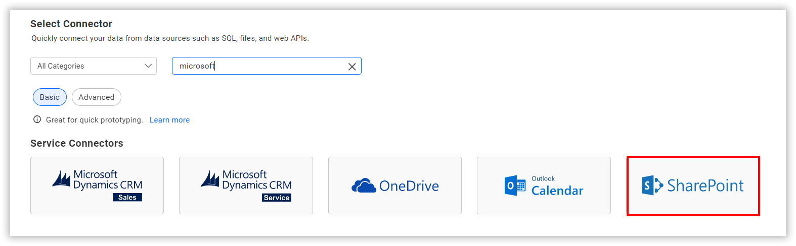 Choose data source from server