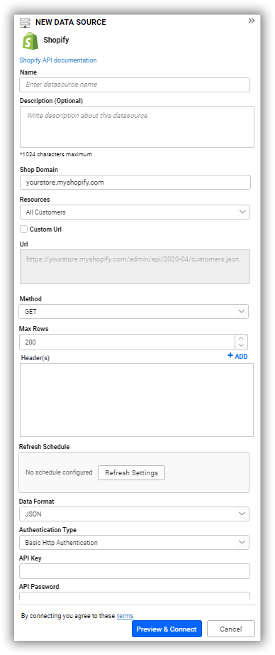 Data source preview