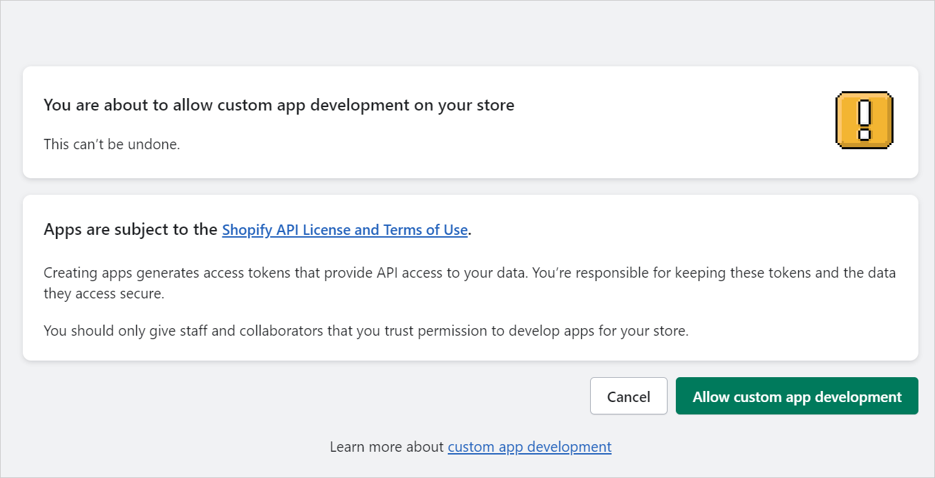 Choose Develop apps