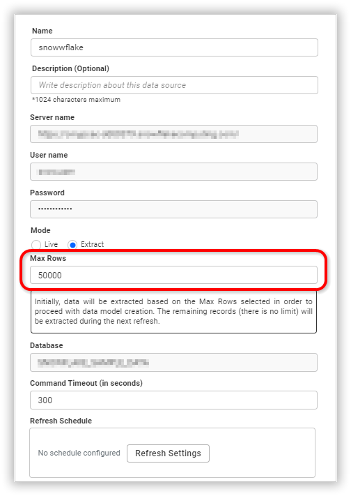 Max rows option