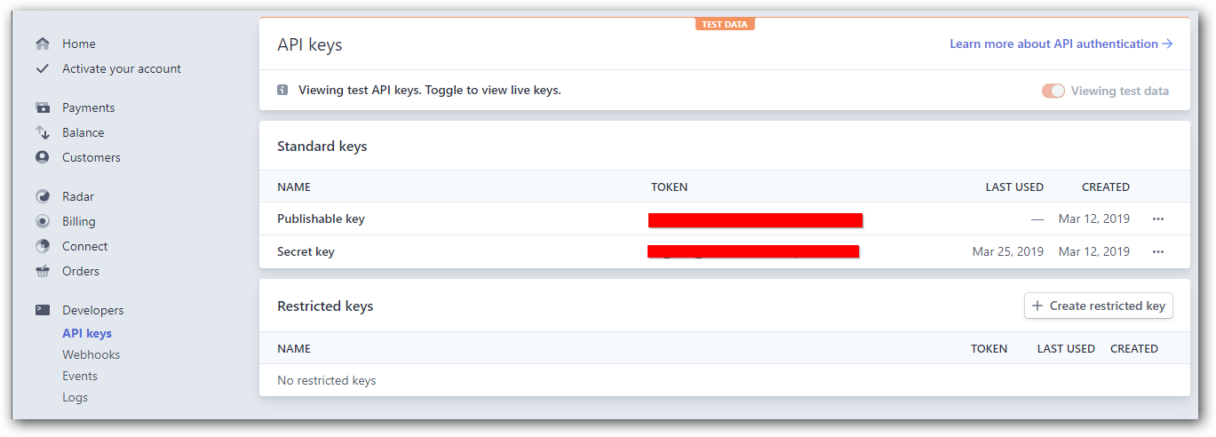 Reveal API Key
