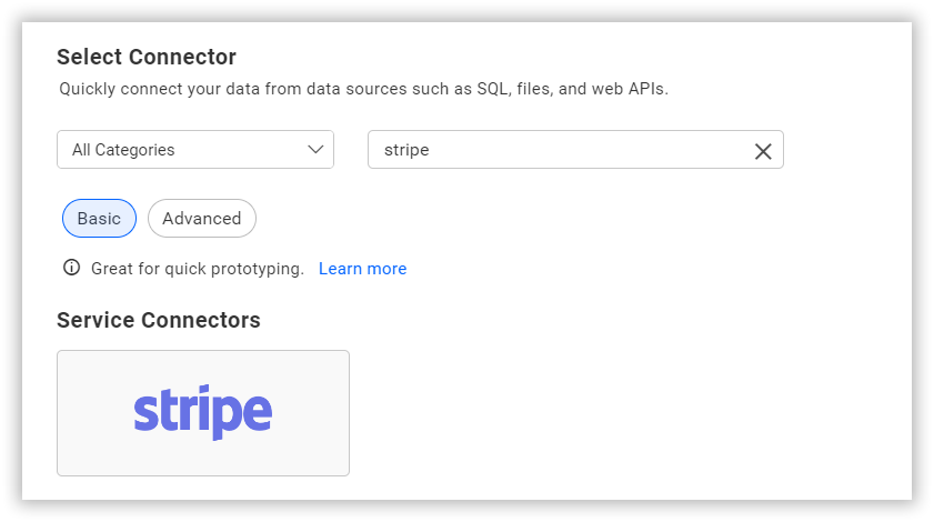 Choose data source from server