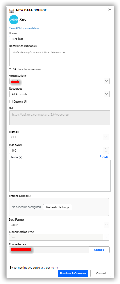 Data source preview
