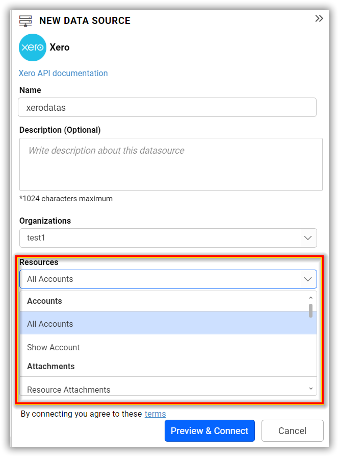 Choose data from Resources