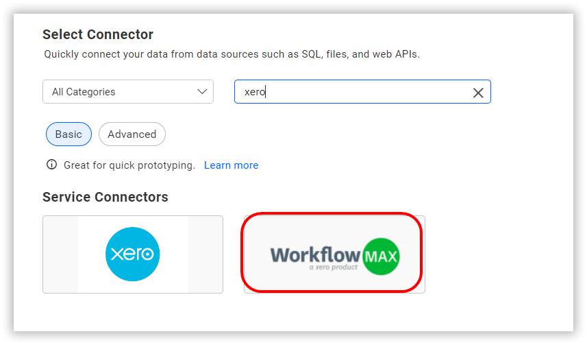 Choose data source from server