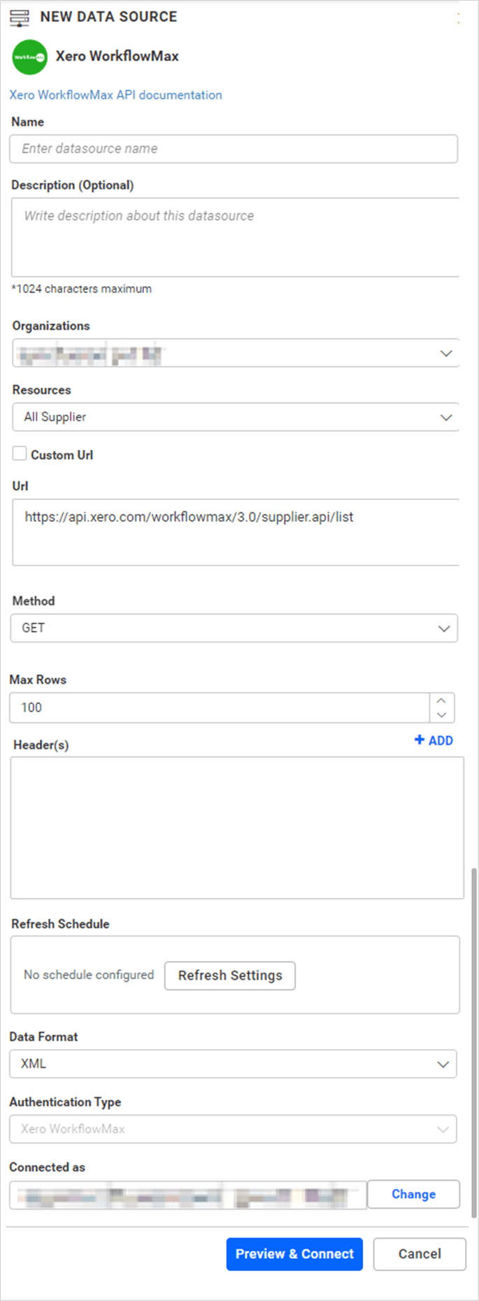 Data source preview