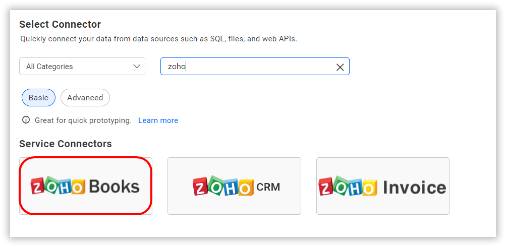 Choose data source from server