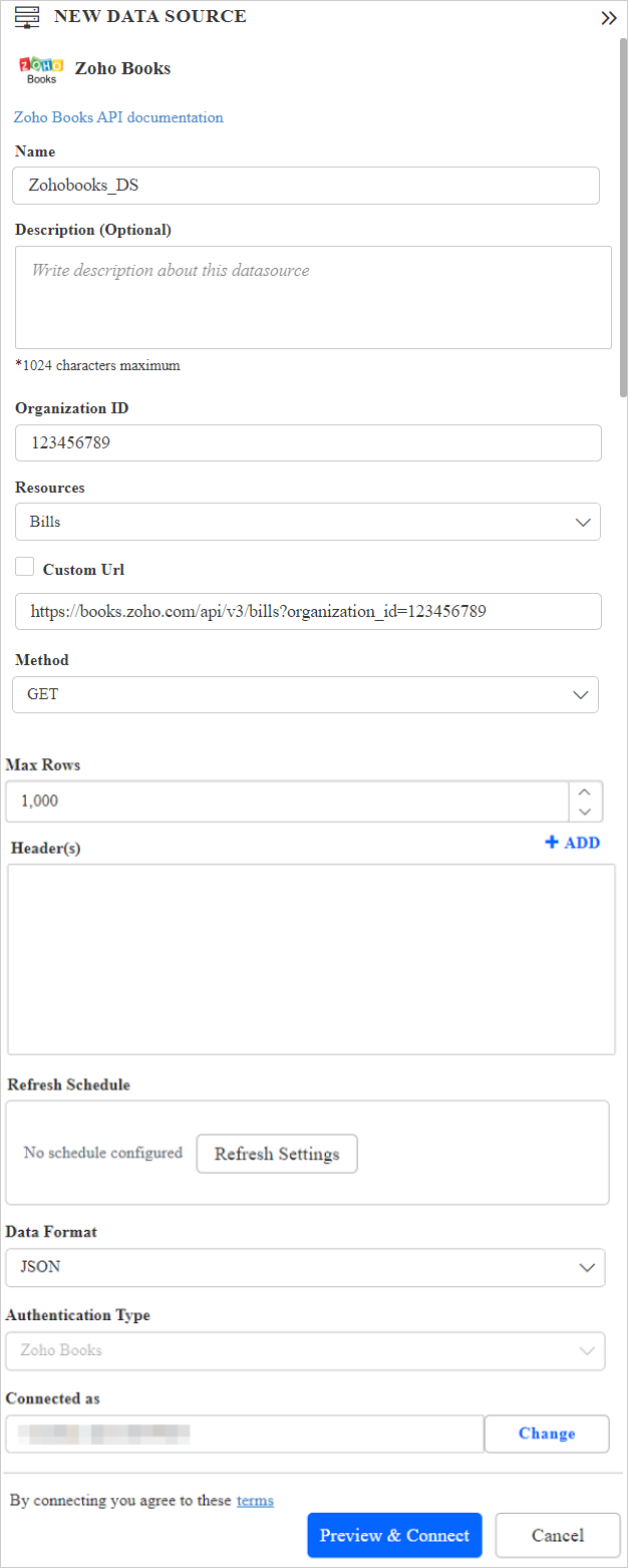 Data source preview