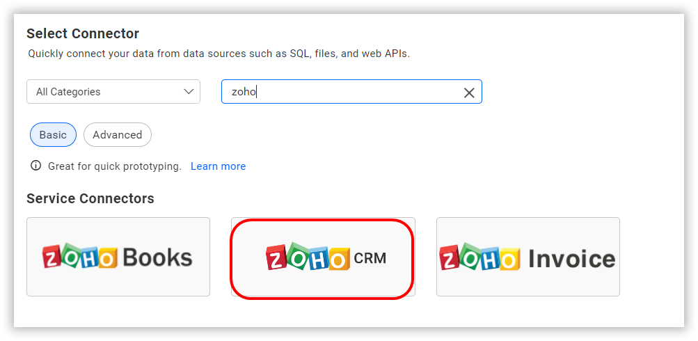 Choose data source from server