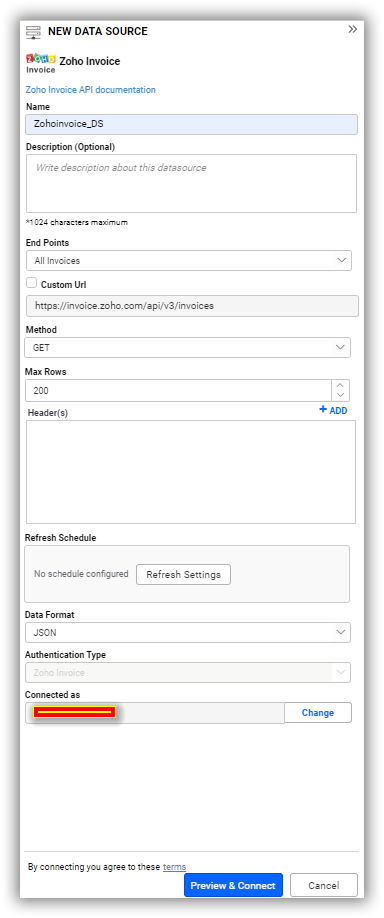 Data source preview