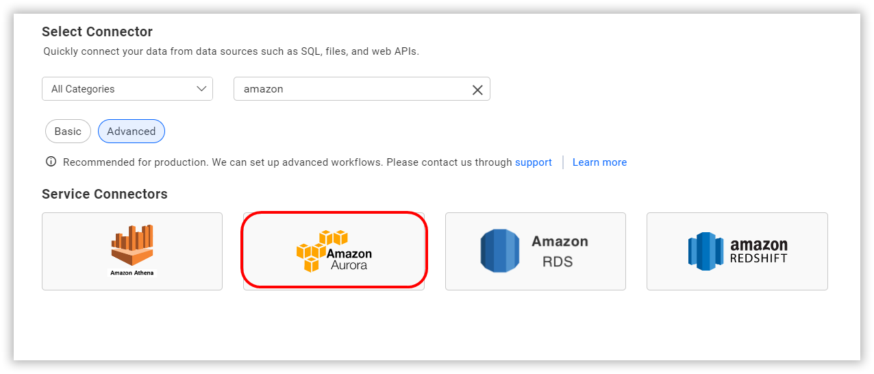 Choose data source from server