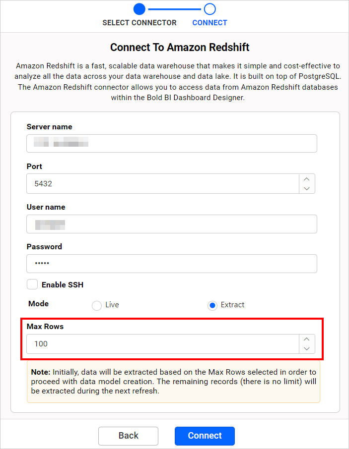 Max rows option