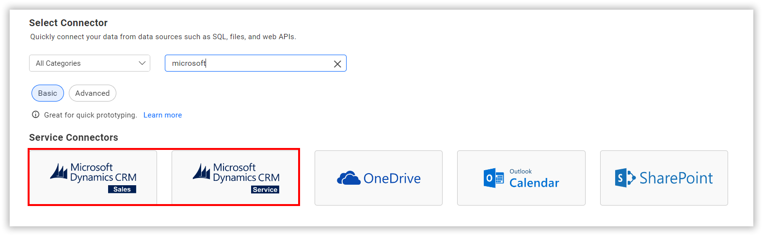 Choose data source from server