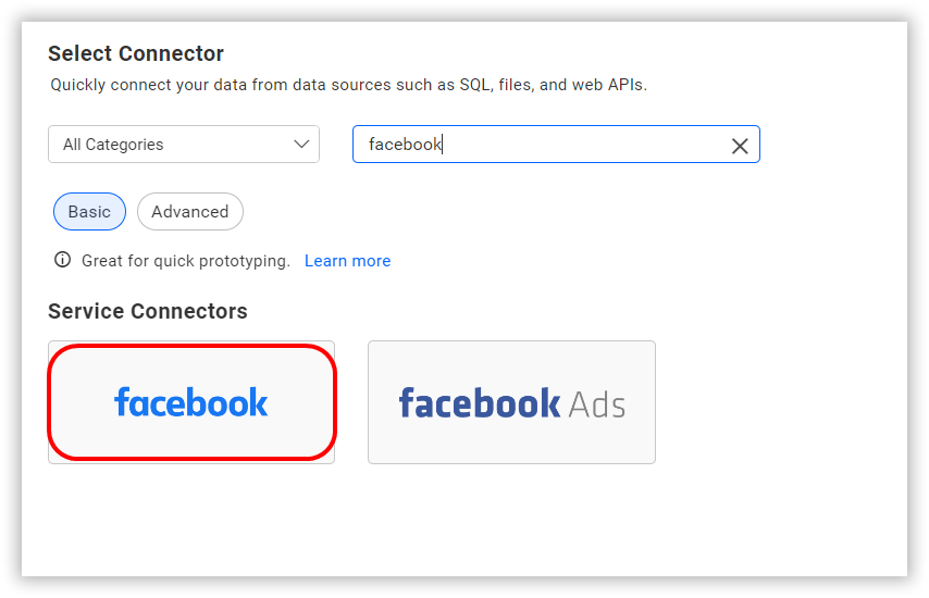 Choose data source from server