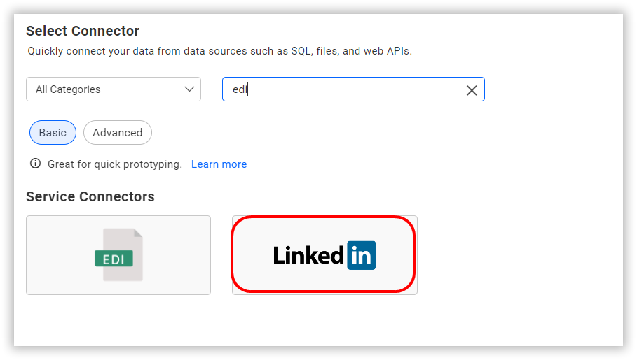 Choose data source from server