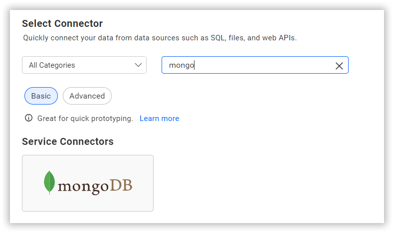 Choose data source from server