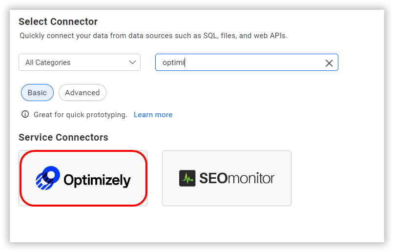 Choose data source from server
