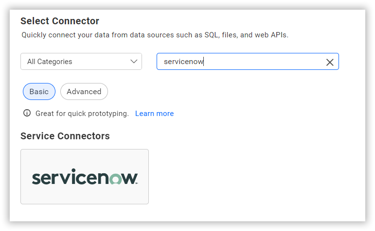 Choose data source from server