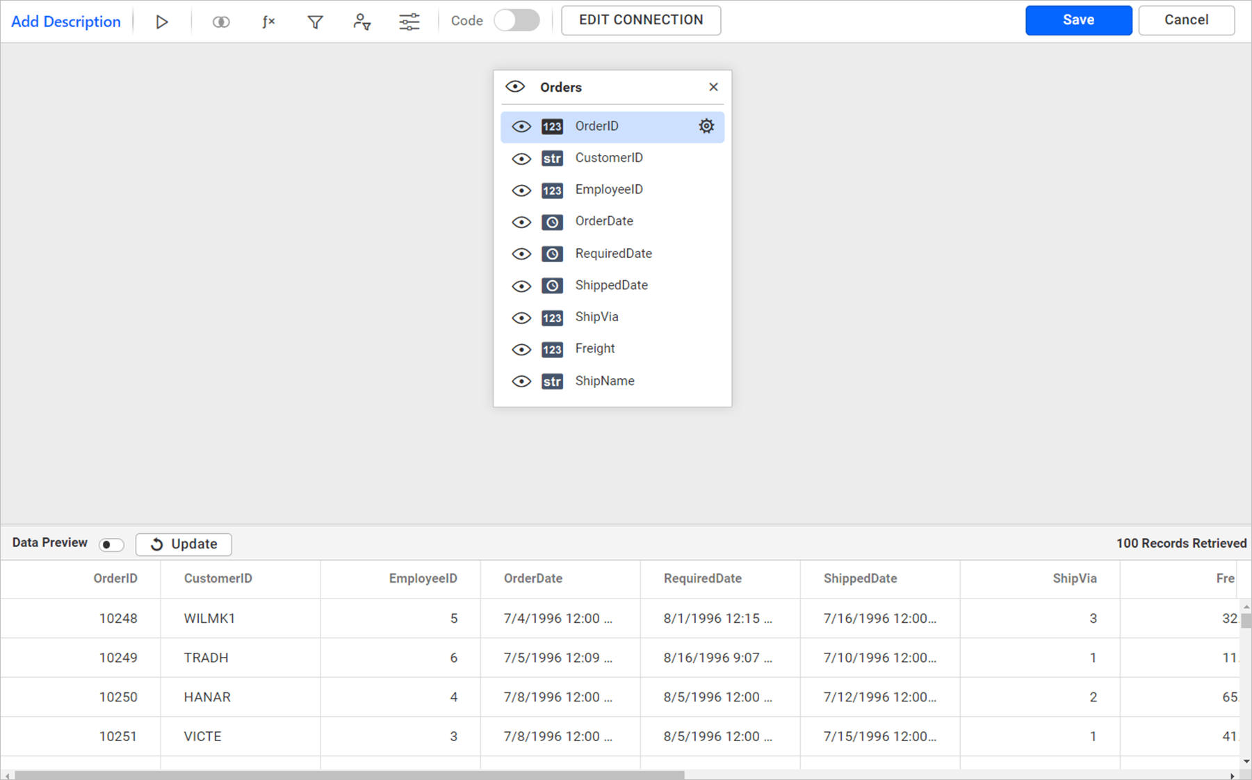 Edit the datasource